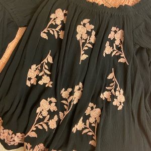 Off the shoulder black and pink top